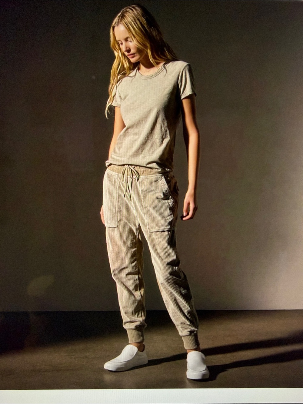 James Perse Charcoal Ribbed Corduroy  Waistband Sweatpants